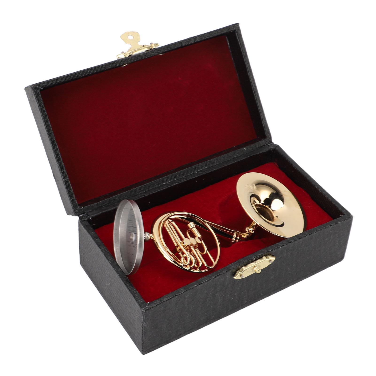 Миниатюрный сузафон Прочный латунный Гладкий полированный Глянцевый Модель сузафона со стойкой и чехлом для домашнего декора