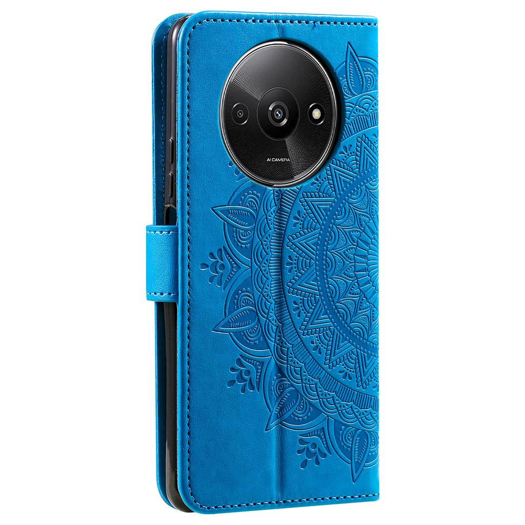 For Xiaomi Redmi A3/Poco C61 4G Case Mandala Flower Imprinted Drop Resistant Leather Phone Wallet Cover
