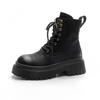 Thick Soled British Style Women's Boots with Soft Leather and Plush Ankle Boots, Fashionable Height Increasing Motorcycle Boots