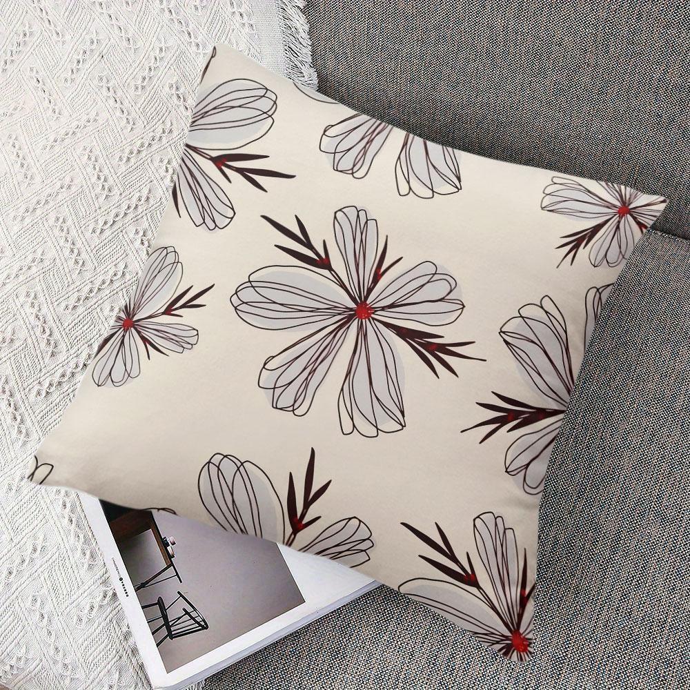 Ink Daisy Square Jacquard Pillow Cover for Sofa Office Waist Cushion Cover Home Decorative Pillowcase