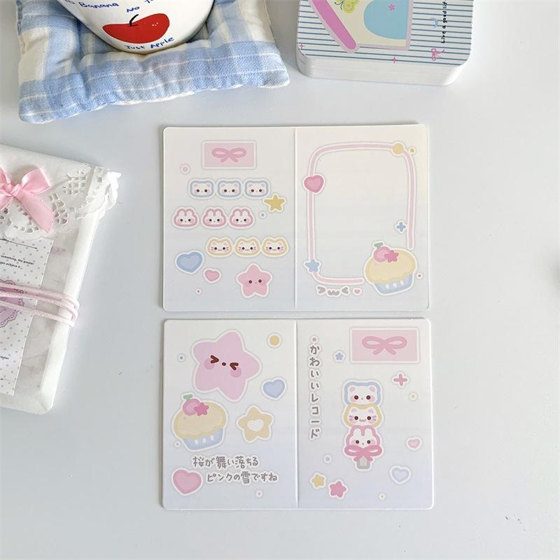 10 Pcs Kawaii Cartoon Folding Page for Girl  3-inch Photo Card Packing Protective Decor Board Card Packaging