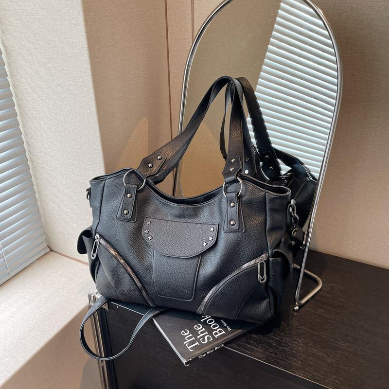 

Quality Shoulder Crossbody Hobo Bags For Women Pure Color Multi Pockets Large Capacity Shopper Totes 2026 New Designer Handbags 43x28x15cm чорний
