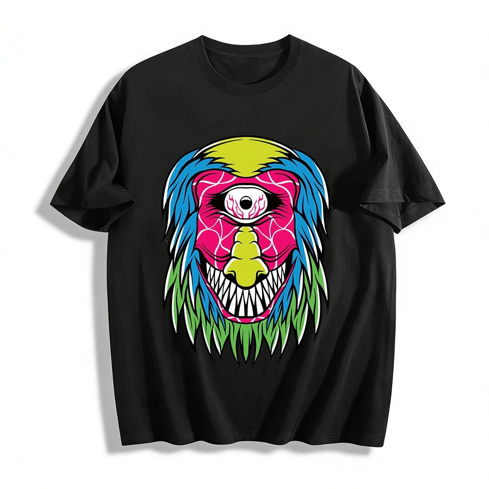 Cool Cyclops Monster Print Trendy Casual Top Pure cotton T-shirt XXS