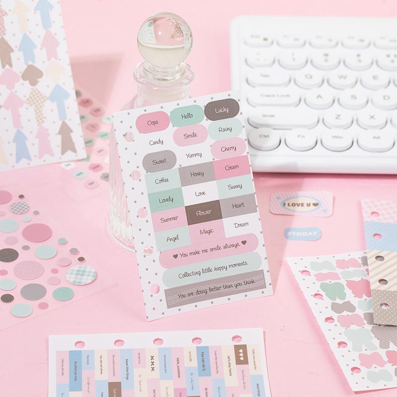 10 Pcs Cartoon Shaped Sticker Pack Colored Marks Cute Diary Stickers Scrapbooking Collage Card Decoration School Accessories