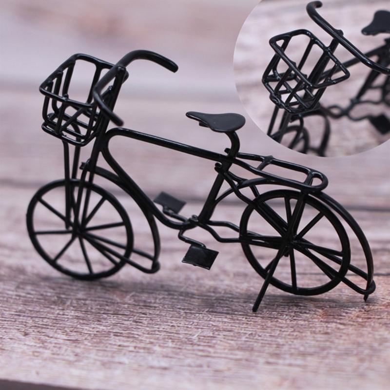 Miniature Bicycles Mini House Furniture Dollhouse Accessory Metal Bike Decorations Supplies Gift 1:12 Scale Black
