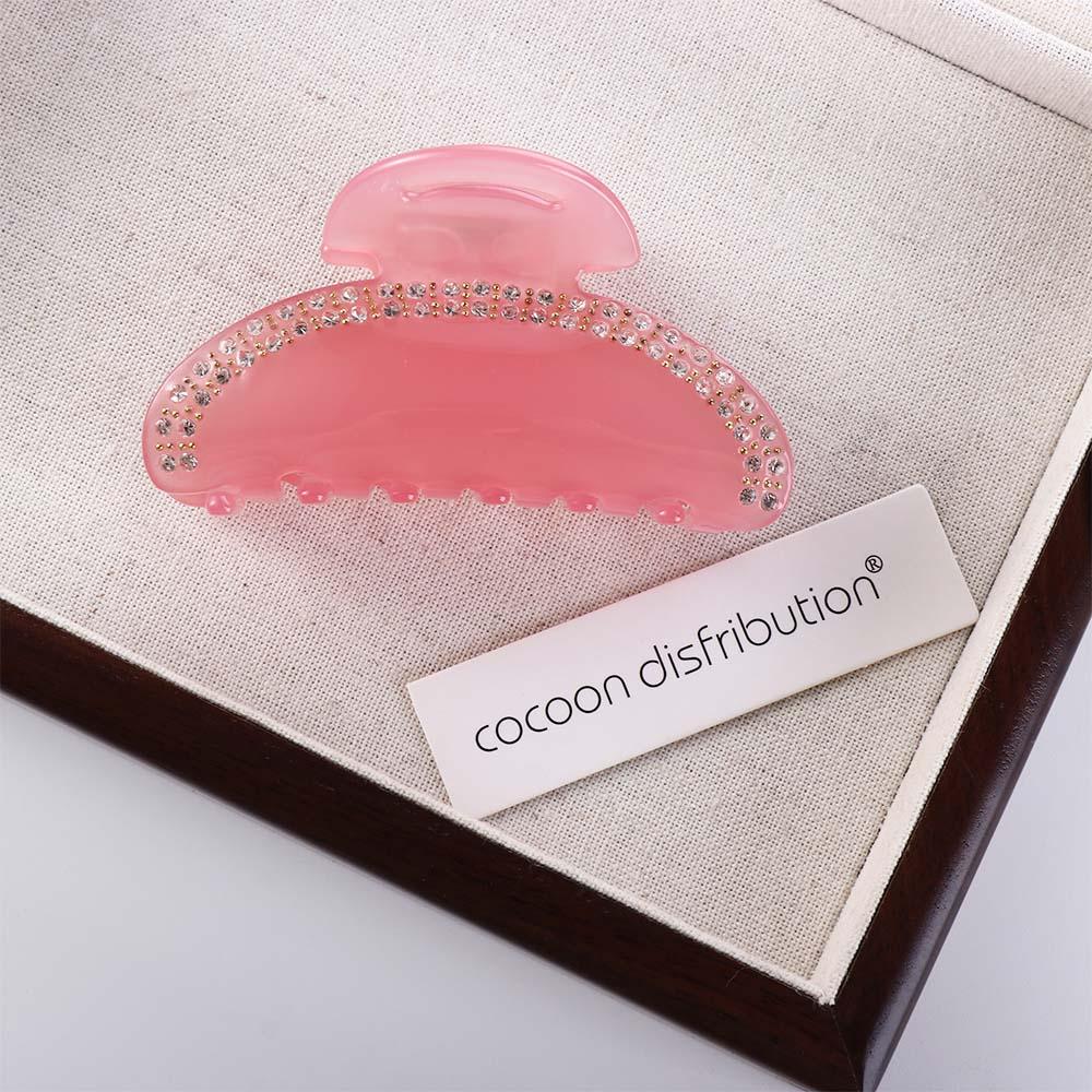 

Pink Jelly Acetate Rhinestone Hair Claw All-match Acetic Acid Shark Clip Diamond Hair Clip Women