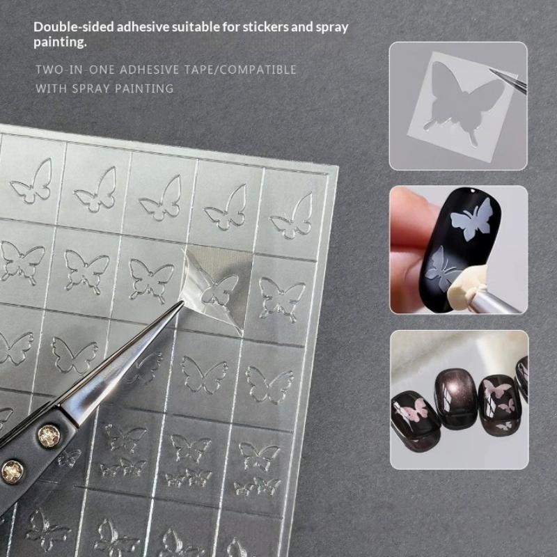 New Year Horse Fireworks Pattern Hollow Out Nail Art Stickers Colorful Nail Charm Template Stamp Manicure Decals Decoration