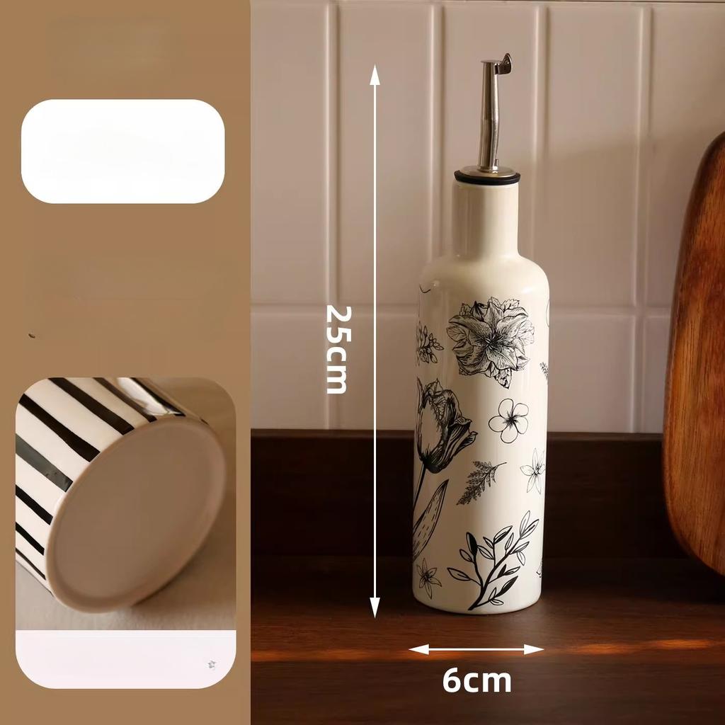 Ceramic Oil Dispenser Oil Automatic Open Close Bottle with No-Drip Spout for Cooking Oil Vinegar Storage Idear Gift