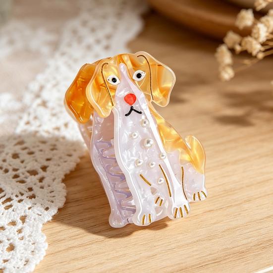 Hair Clip Carton Dog Shape Acetic Acid Back Head Hair Claw Anti-slip Teeth Lightweight Colorfast Large Shark Hair Claw Hair Accessories