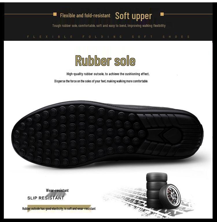 Men's Casual Cowhide Leather Loafers: Slip-On, Flat-Soled, Big Size, Spring Shoes