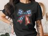 Patriotic American Flag Bow T-Shirt, Vintage USA Land Of The Free Tee, Fourth Of July Shirt, Memorial Day Gift, Military Family Apparel