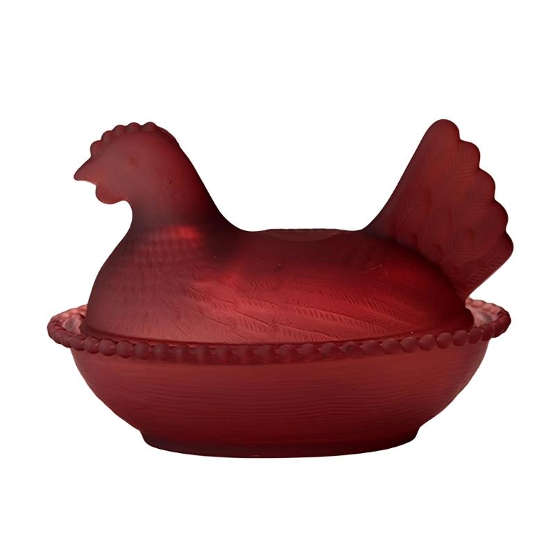 

Crystal Glass Hen on Nest Candy Dish with Lid Retro Candy Bowl,Candy Jar Table Decorations for Home Office Kitchen бордовий