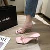 fashion Women Summer Slippers 2024 Solid Thin High Heel Causal Shoes Flip Flops Cross Ladies Slides Pink Sandales Pantuflas De Mujer