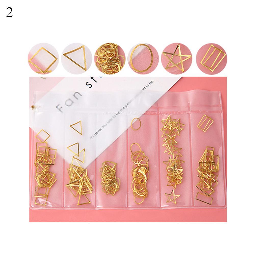 1 Pack Nail Rivets Mixed 3D DIY Hollow Metal Frame Nail Art Decorations Gold Rivet Manicure
