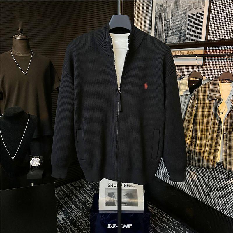 Unisex Embroidered Stand Collar Zipper Knit Cardigan - Autumn/Winter