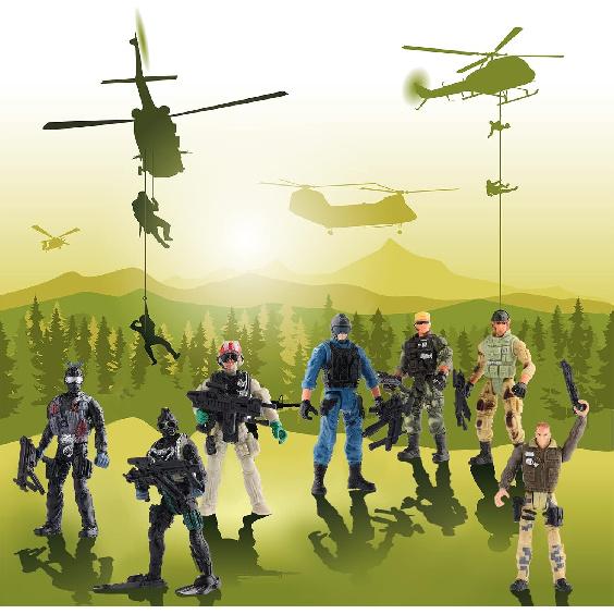 18 Pcs Special Forces Army Men Soldier Combat Movable Action Figures Army Guys Plastic Toy Soldiers Playsets Military Toy Men with Military Weapons