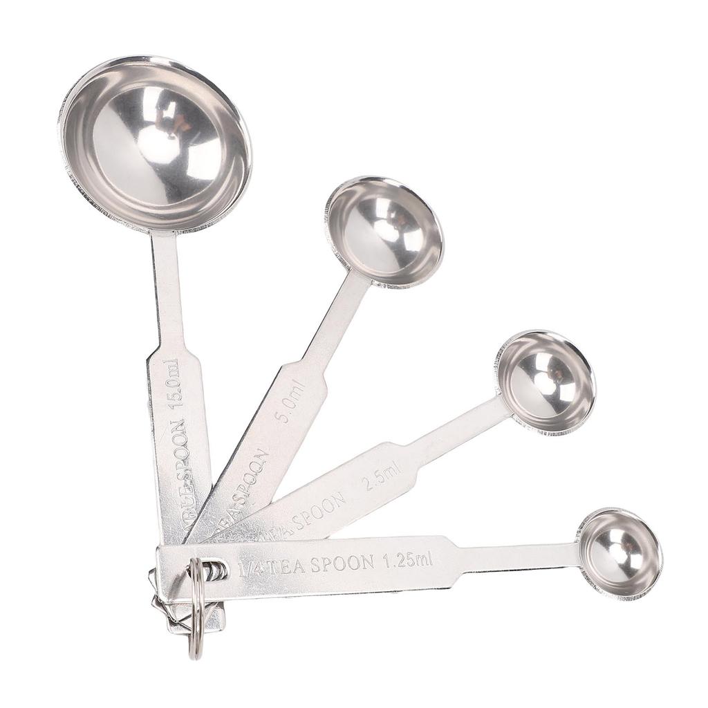 4PCS Stainless Steel Measuring Spoons Cups Set Small Tablespoon Teaspoon for Measuring Dry Liquid Ingredients Kitchen