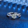 925 Sterling Silver Light Luxury Side by Side Small Diamond Ice and Snow Queen 1 Carat Six-Claw Zircon Ring Birthday Gift