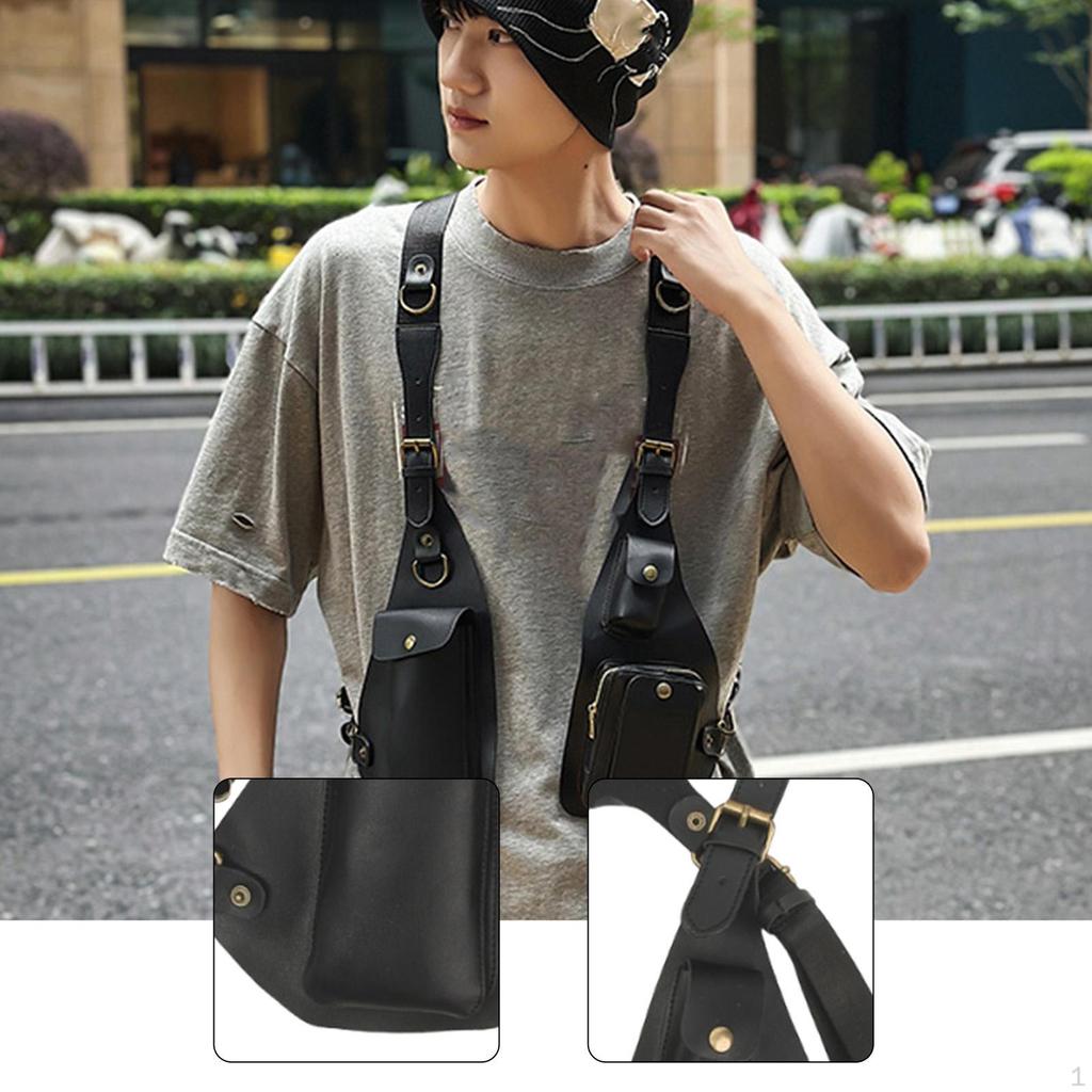 Underarm Shoulder Bag Cycling Steampunk Fashion Multipurpose PU Leather Vest