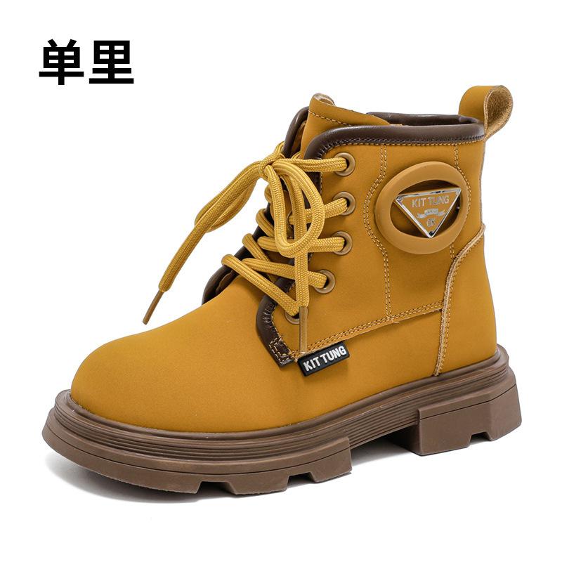 New children's leather boots,  velvet girls' boots