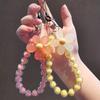 Flower Beaded Colorful Mobile Phone Charm Strap Chain Lanyard Women Girl Jewelry Phone Holder Beads Pendant