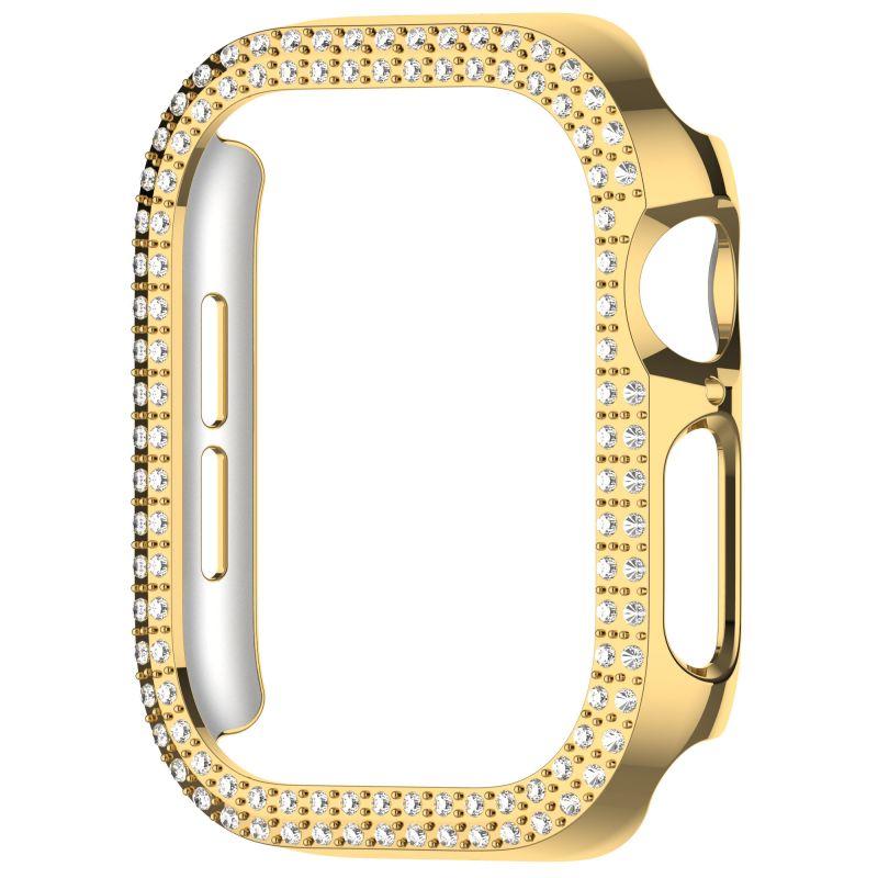 Bling PC Case For Apple Watch10 42mm 46mm Double Row Diamond Crystal iWatch Series 10 PC Protective Cover Watch Strap Protector Band