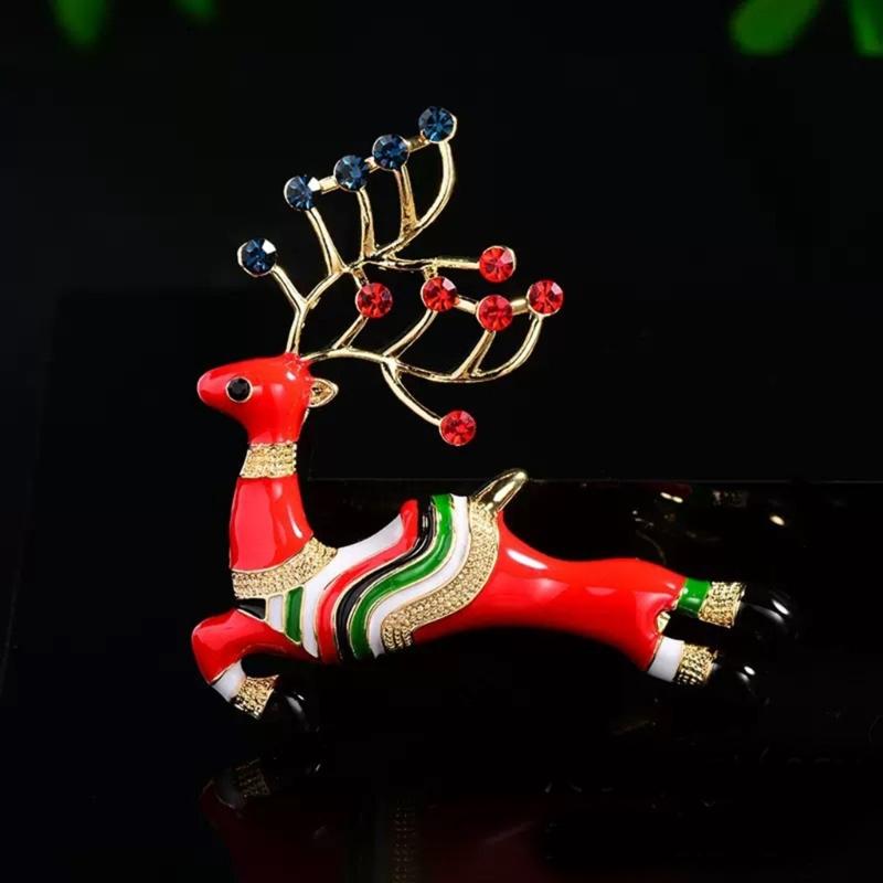 Christmas Elk Brooch Christmas Deer Brooch Lapel Pin Rhinestones Reindeer Brooch Pin Christmas Gift for Men Women Kid