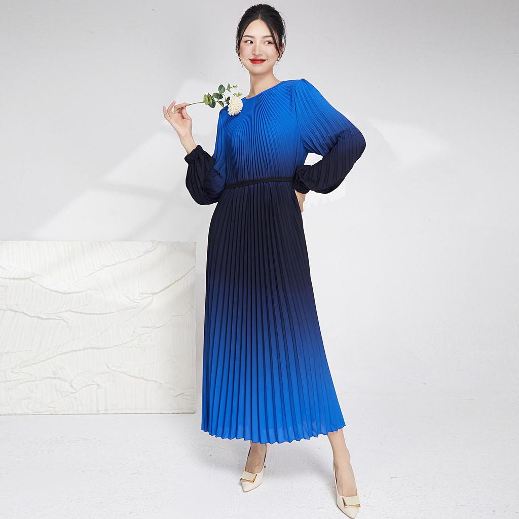 European & American Gradient Elegant Evening Dress: Loose, Tie-up Slimming Long Skirt for Women