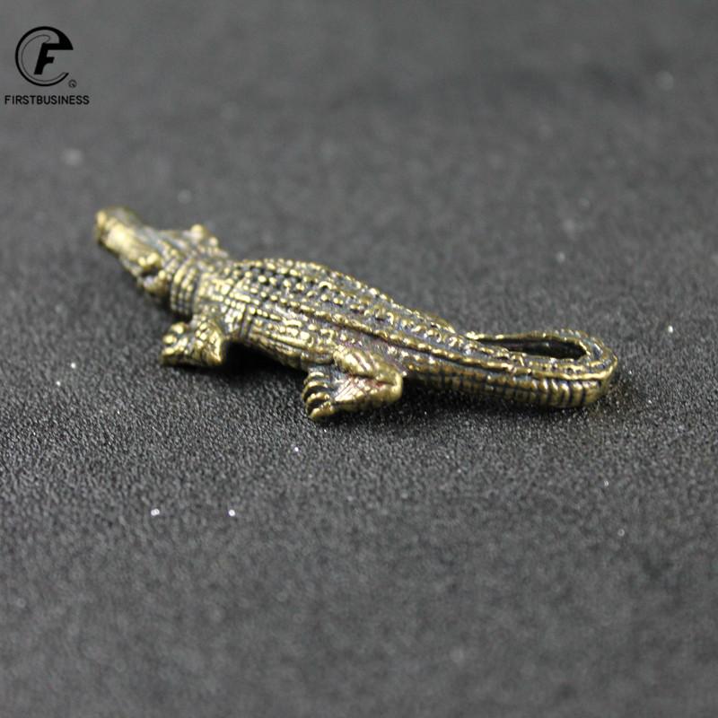Creative Pure Brass Crocodile Scary Statue Animal Model Figurine Home Decor Decoration Accessories Halloween Decor Ornament