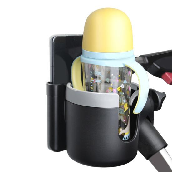 Stroller Cup Holder with Phone Mount 360 Degrees Rotating Universal Bottle Holder Stroller