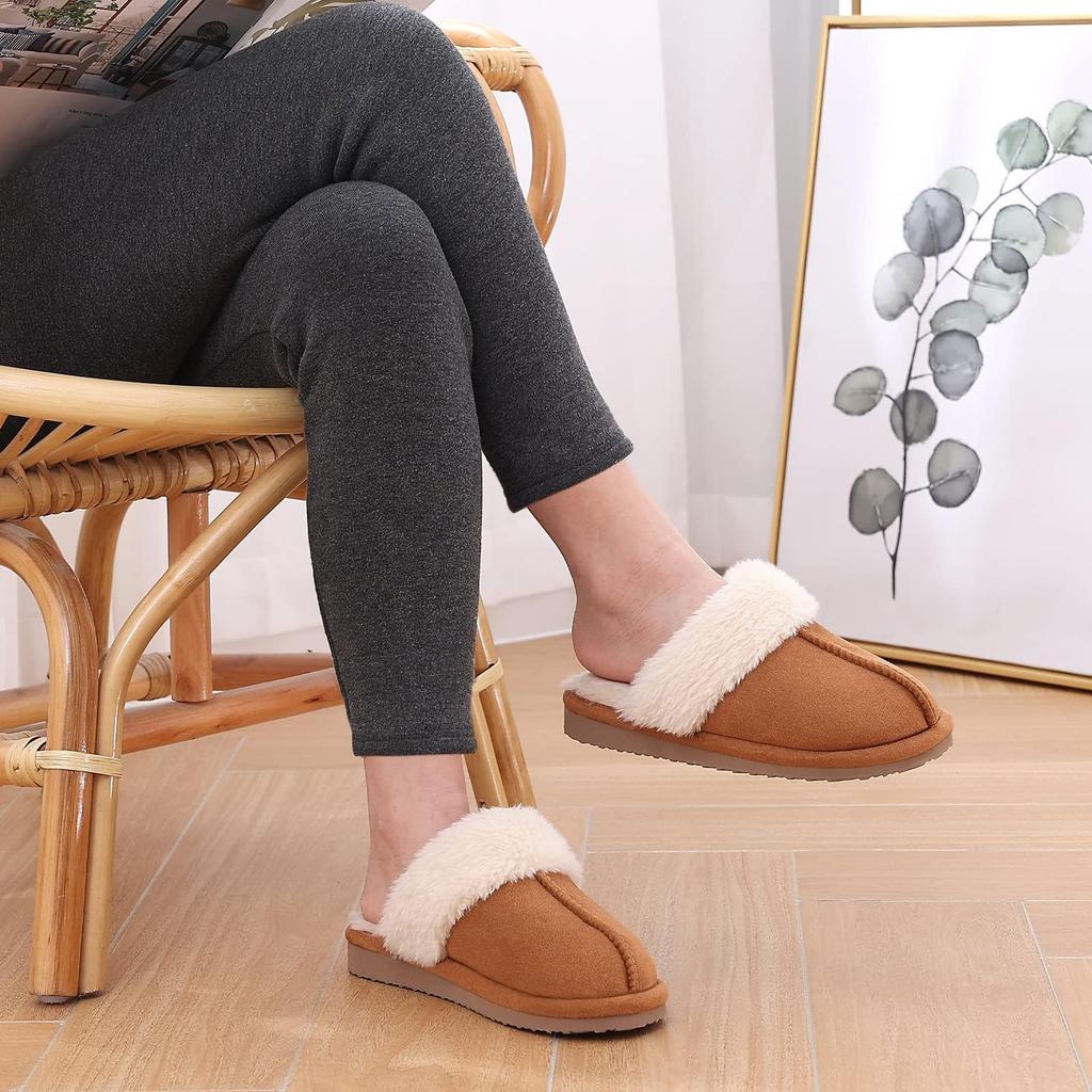 Fashion Comwarm Winter Women's Fuzzy Memory Foam Slippers Fluffy House Shoes Indoor and Outdoor Non-slip Casual Furry Cotton Slippers