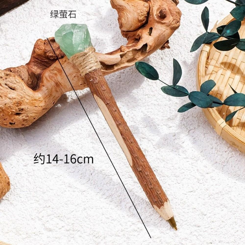 Natural Rough Crystal Crystal Wand Pen Wooden Raw Stone Scepter Pen Ballpoint Pen Stationery Gift 1