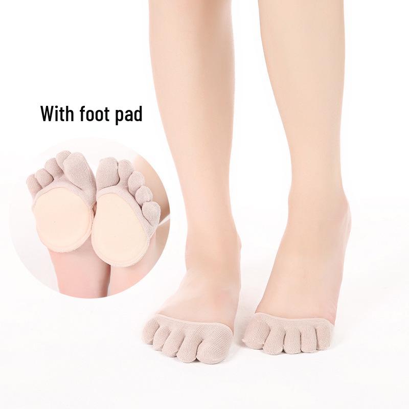 Women's Summer Half-Palm Five-Toe Non-Slip High Heel Socks with Sponge Cushion.