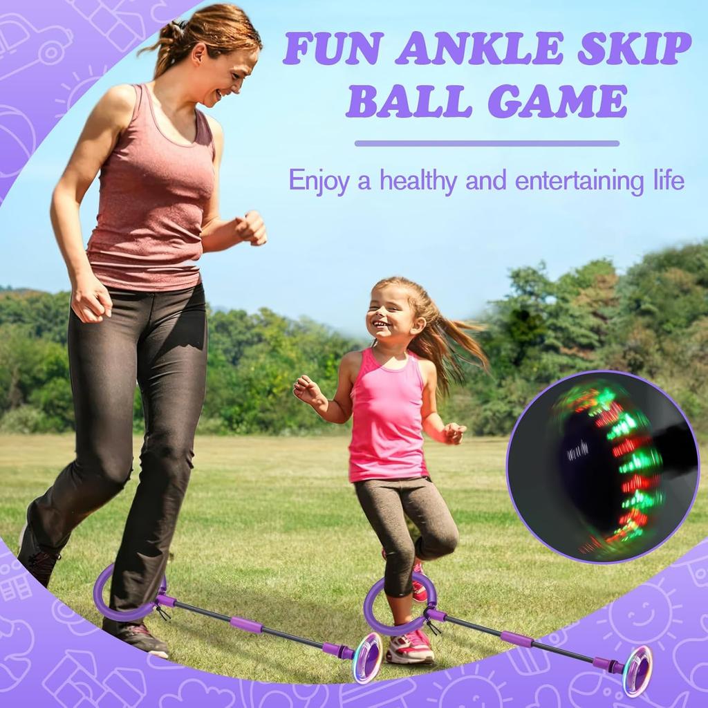 Children's Flashing Jump Ring, Foldable Flash Jumping Ball Swing Wheel with Light Wheel, Ankle Skip Ball, Foot Gyro Gifts for Girls from 6-10 Years