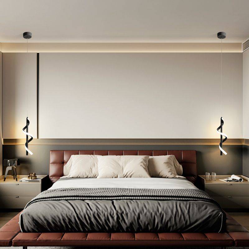 Candelabru cu LED-uri de noptieră nordic, modern, minimalist, lămpi suspendate cu linie lungă pentru dormitor, bar de studiu, iluminat creativ cu suspensie de lux