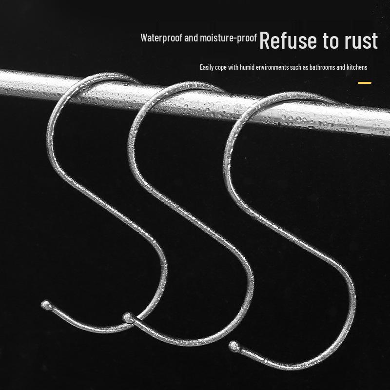 Multi-Purpose 410 Stainless Steel S-Shaped Wall Hook for Bathroom and Kitchen