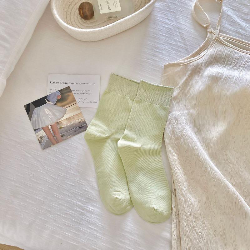 Nicht pillende mittellange Socken für Damen, reine Baumwolle, locker sitzend, Weiß für die Zeit nach der Geburt sowie Frühling und Herbst