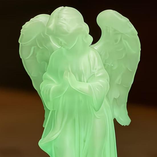 Decorative Angel Sculpture Glow‑in‑the‑Dark Praying Figurine, Luminous Guardian Statue, 3D Printed Dreamy Room Accessories Desktop Ornament for