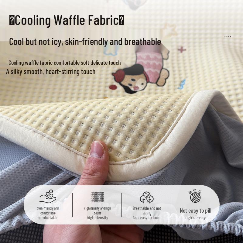 2026 Spring/Summer Ethylene Ice Bean Cooling Mat - Ice Silk Waffle Weave Bed Sheet and Pillowcase.