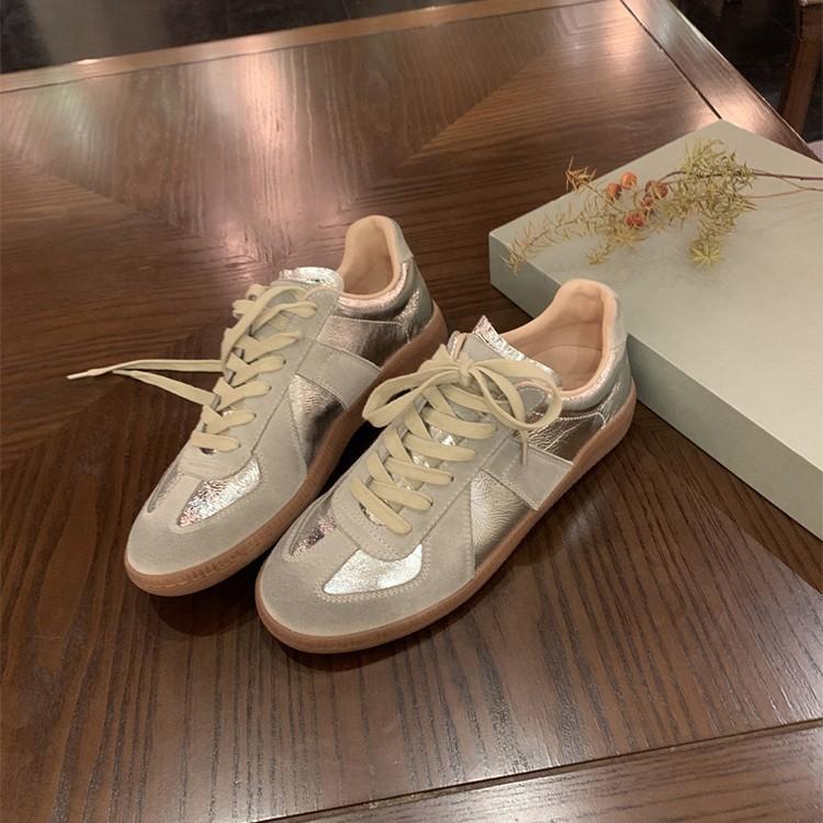 Cowhide version~ Korean version of genuine leather color matching lace-up casual moral training shoes women's lightweight breathable sports shoes t