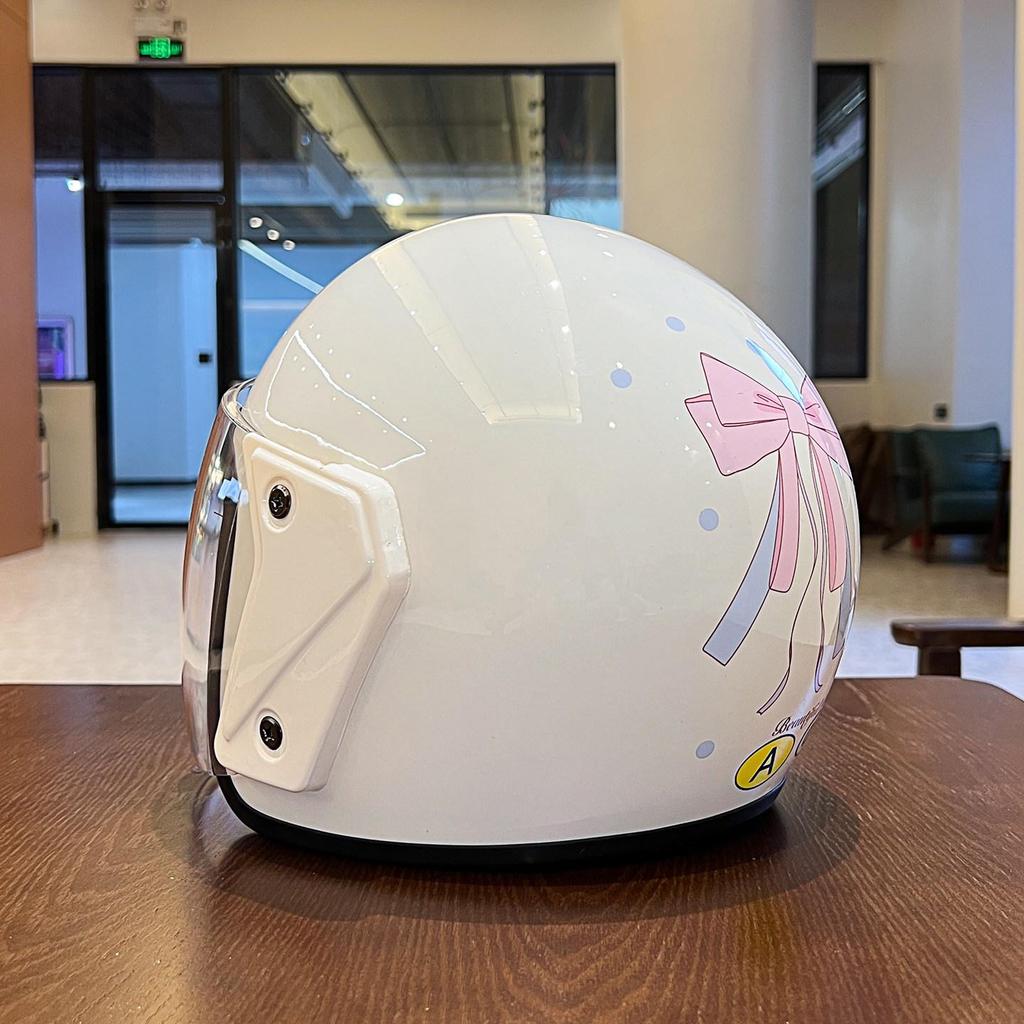 2026 Certified Women's Electric Vehicle Helmet with Cute Bow – Four Seasons Windproof, Sun-Protective Motorcycle Safety Helmet