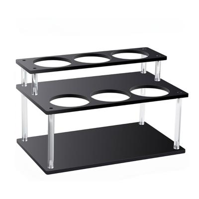 Support Distributeur de Sirop Acrylique Noir à 2 Niveaux Avec Capacité de 6 Râtelier à Sirop à Café Pour l'Organisation du Plan de Travail de la Cuisine