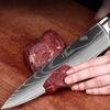Cuchillo de cocina de acero inoxidable con acabado damasquinado láser Cuchillo de chef profesional Cuchillo Santoku Accesorios de cocina multiusos para cortar carne y verduras