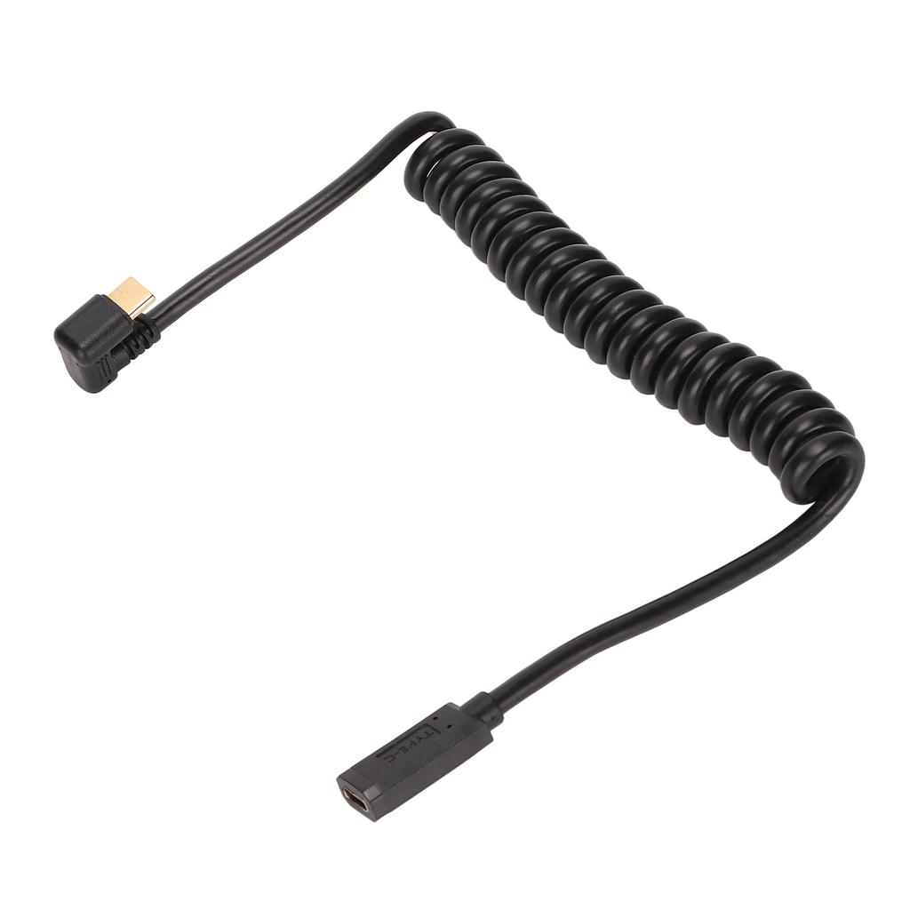 Type C Charging Data Cable Male to Female 4K 60Hz U Shaped Elbow Spring Data Extension Cord for Car Laptop PC