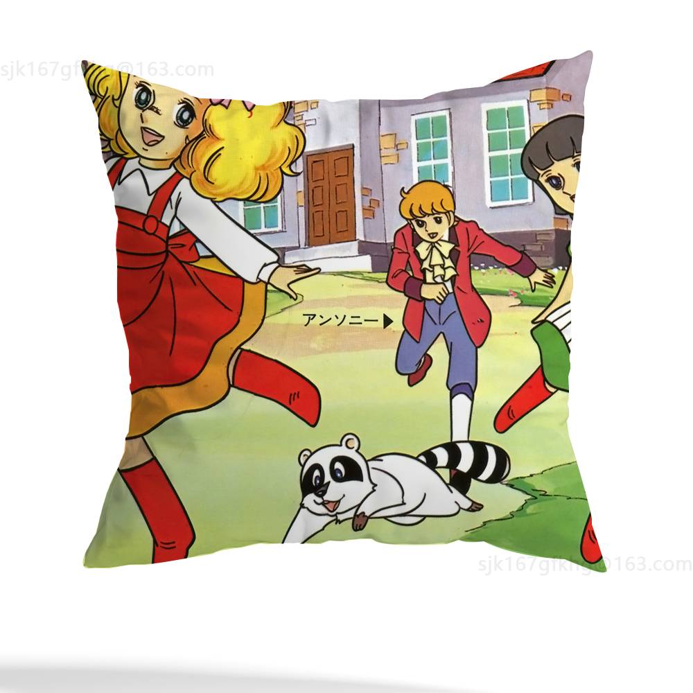 C-Candy Süßigkeit Anime Kissenbezug Anti-Milben Kissenbezug Unsichtbarer Reißverschluss seidiger kurzer Plüsch Sofakissenbezug