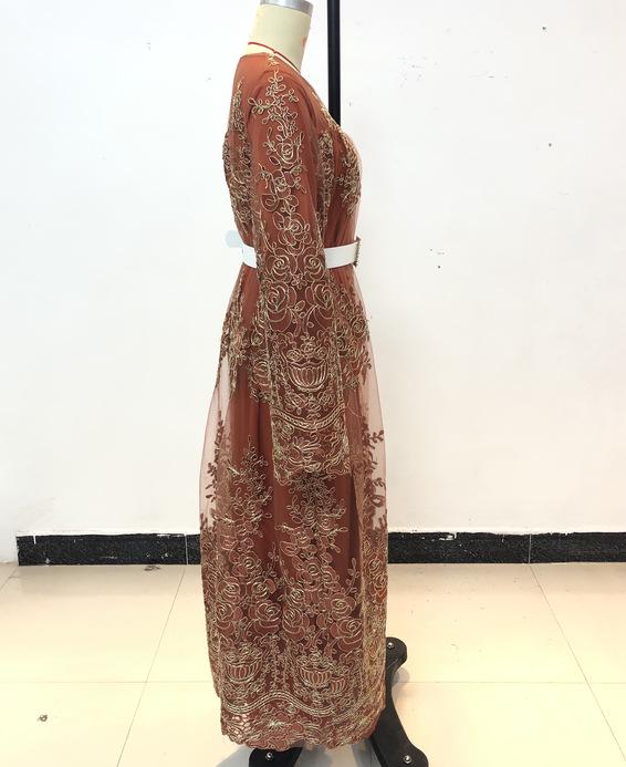 2025 Muslim Women's Spring/Summer Lace Embroidery Cardigan Robe