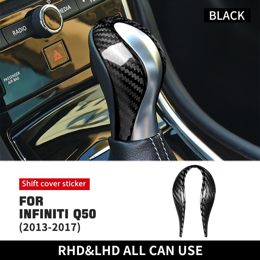 

Real Hard Carbon Fiber Sticker For Infiniti Q50 2013 2014 2015 2016 2017 Car Gear Knob Shifter Cover Interior Accessories чорний