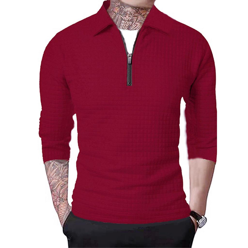 Jesień i Zima Nowa Męska Stójka Półzamek Długi Rękaw Niemiecki Aksamit Ciepła Koszulka Spodnia Męska Bluza z Kapturem