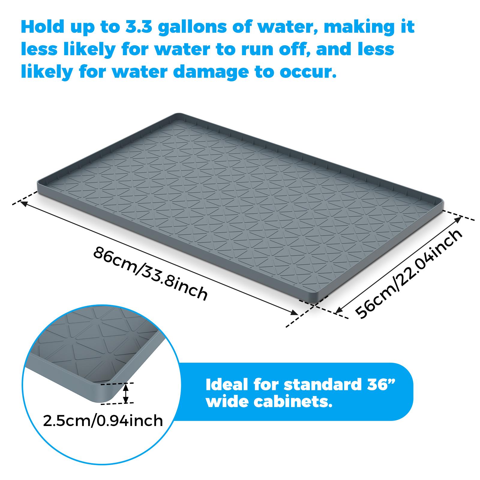 

Under Sink Mat With Heightened Edge 34 x 22 Under Sink Liner Bathroom Cabinet Mat Organizer and Storage for Kitchen Waterproof 86x56x2.5cm серый