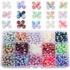 Pearl Beads 15 Colors Set Craft Accessories Handmade Supplies 2 Colors Loose Beads Approximately 1200 Pieces 6mm Mixed Colors Boxed for DIY Earrings